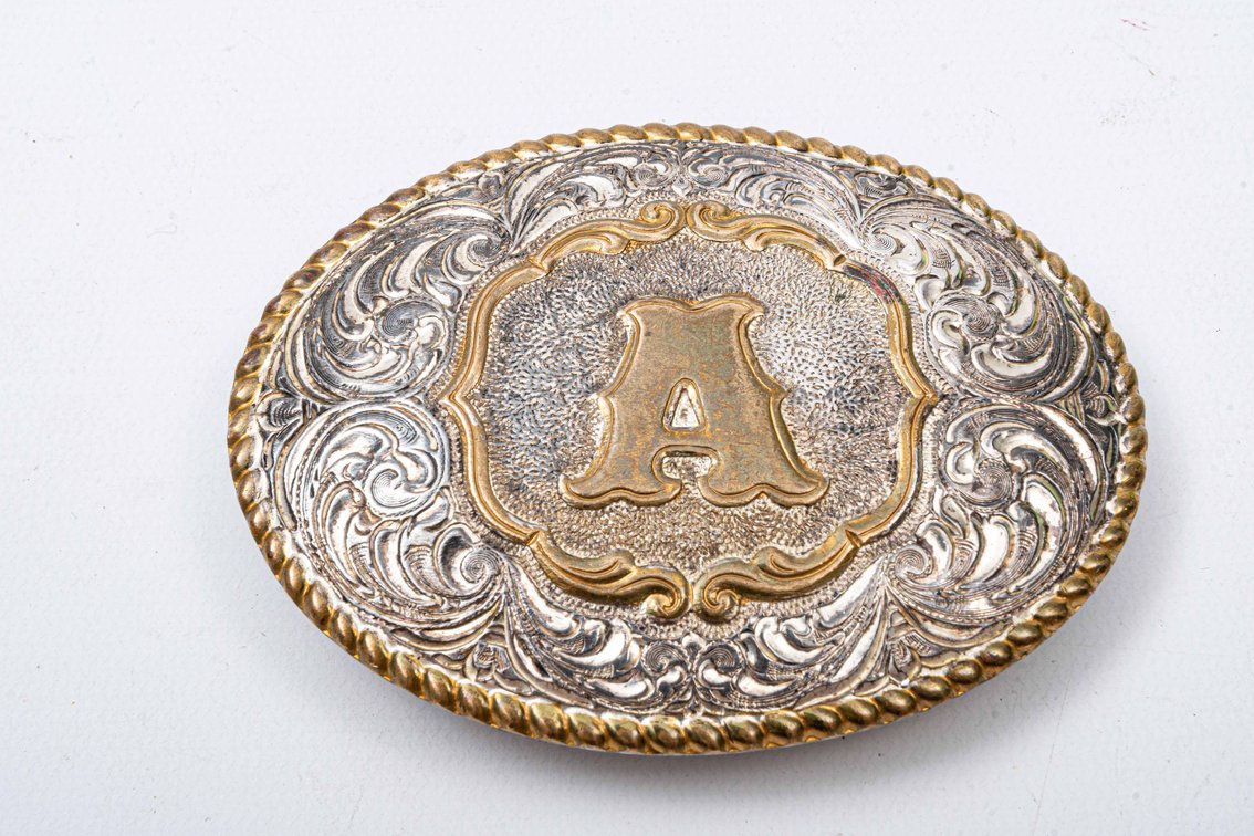 "A" Silver-plated Belt Buckle- Crumrine