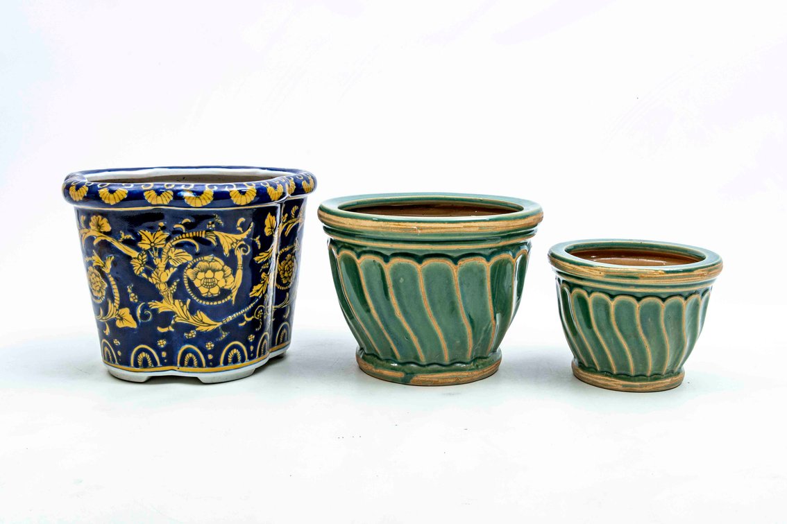 3 Decorative Pottery Planters