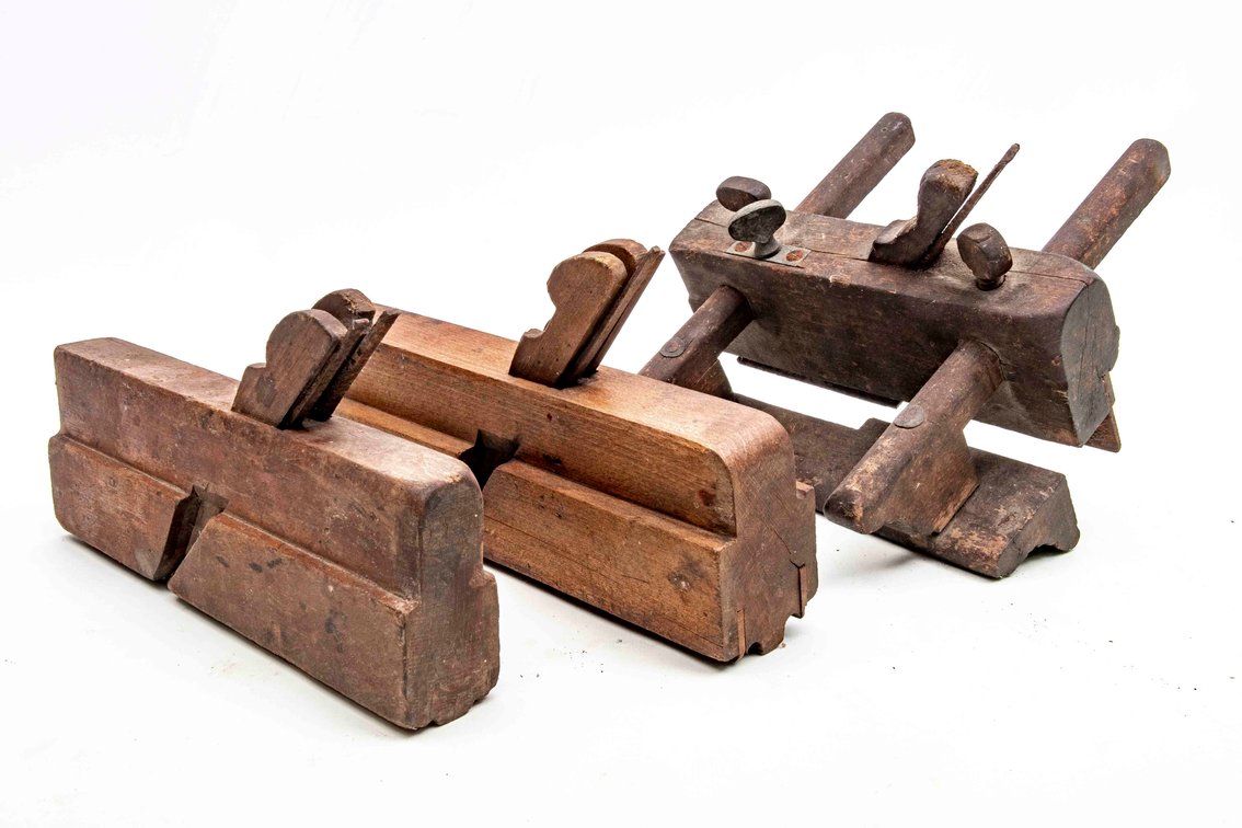 3 Wooden Body Planes- Plough & Molding Planes