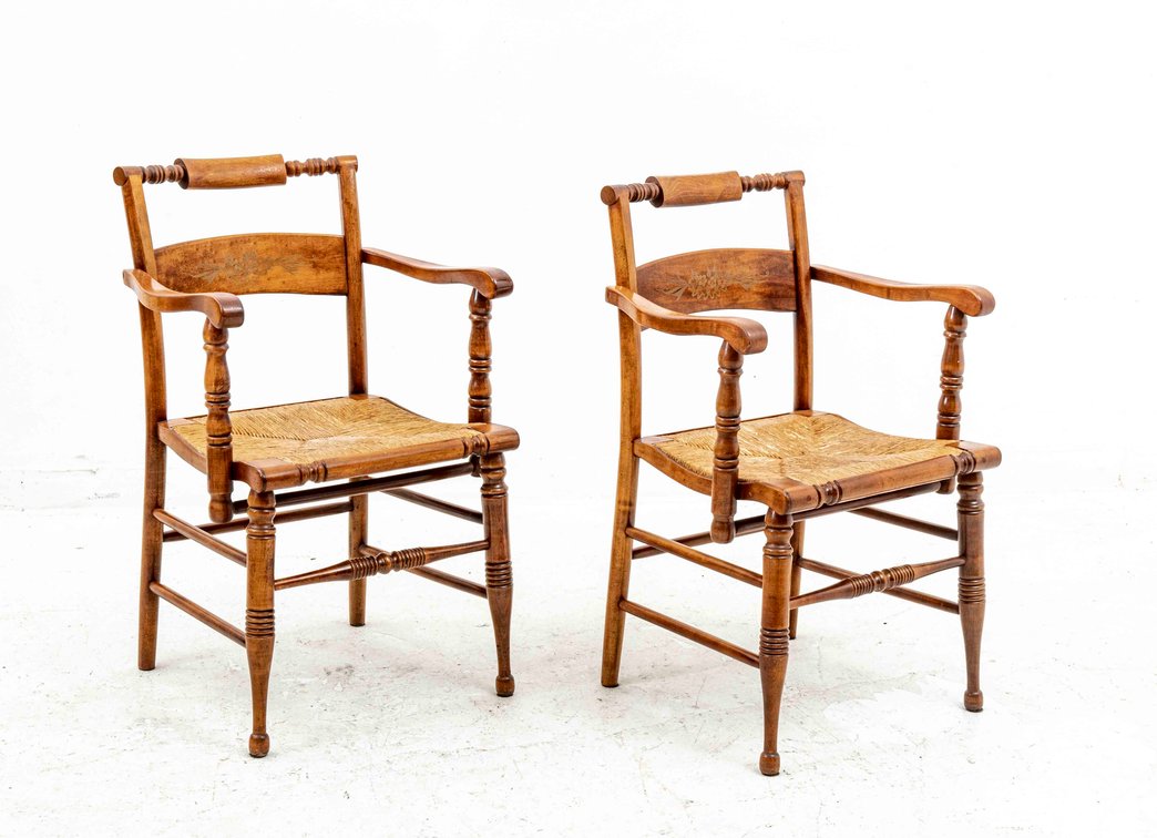 Pair of Tavern Arm Chairs- Hitchcock Style