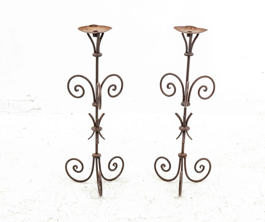 Pair of 30" Candle Sticks- Wrought Iron