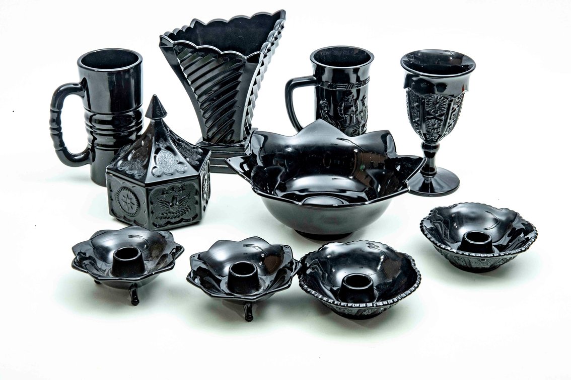 Large Lot of Black Depression Glass