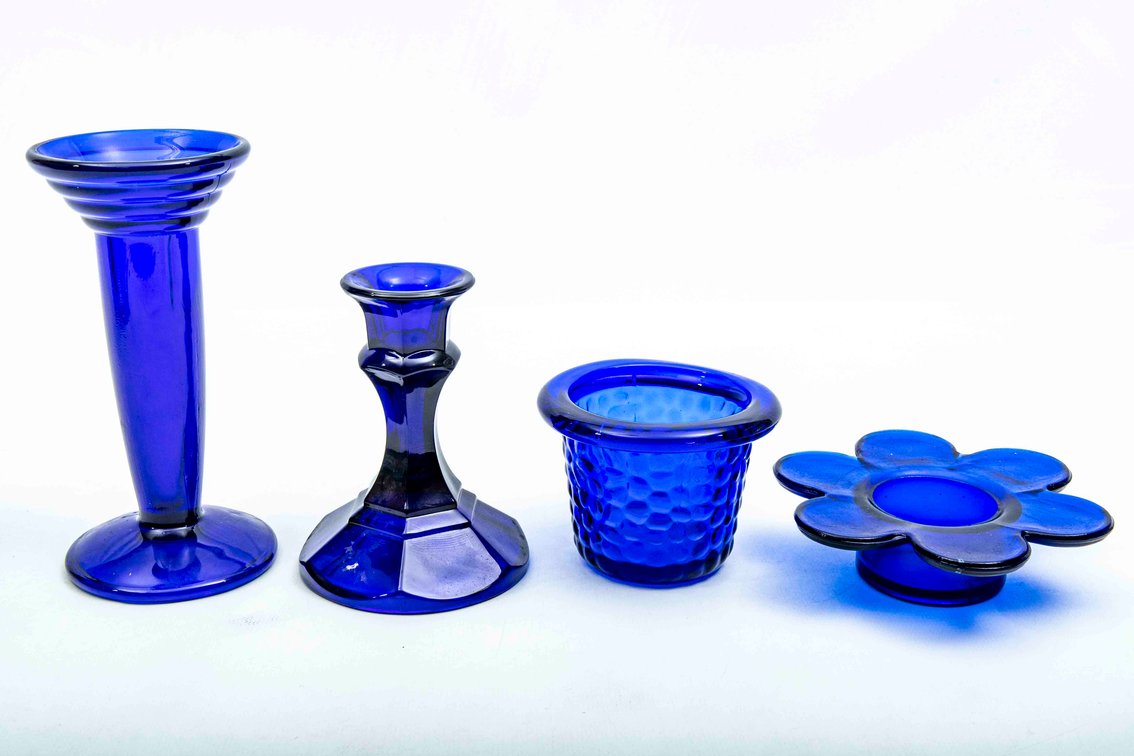 4pc Cobalt Blue Candle Holders