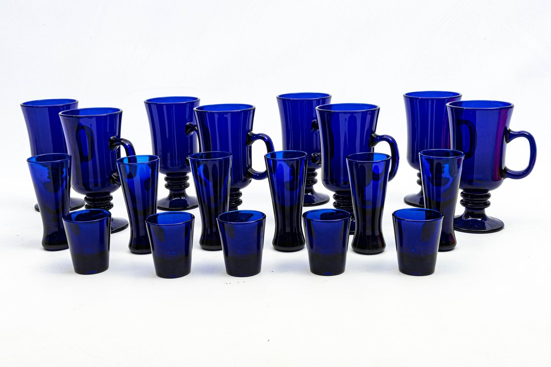 Libbey Cobalt Blue Mugs, Aperitif, & Shot Glasses
