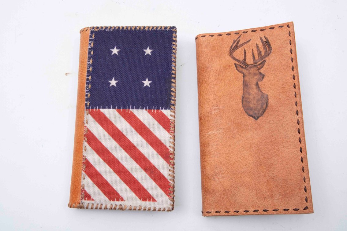 Two Handmade Leather Checkbook Covers