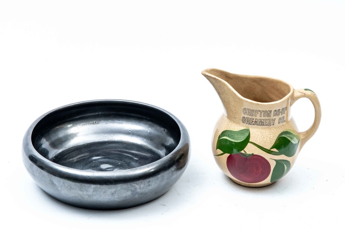 Watt Advertising Crofton Co. Pitcher & WJ Gordy Pottery Bowl