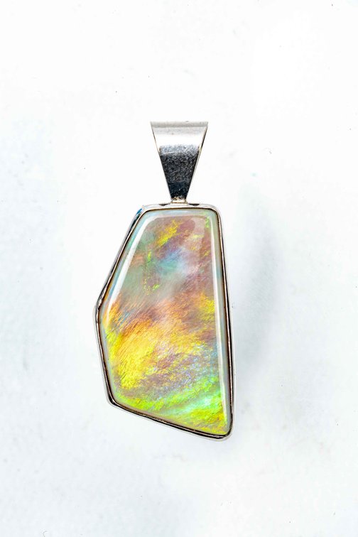 14K- Slab Opal Pendant- 6.04 Grams
