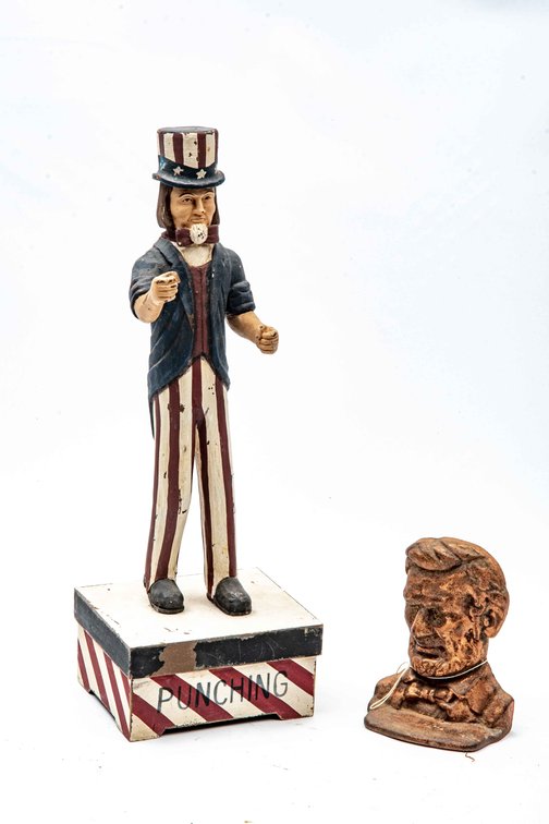 17.5" Wood Uncle Sam & President Bookends