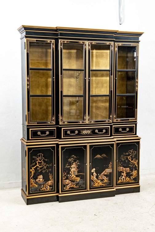 Chinoiserie Breakfront Secretary China Cabinet