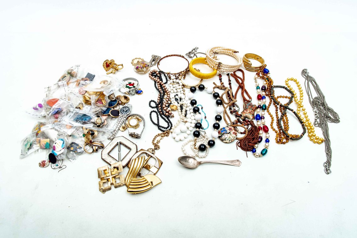 Colorful Costume Jewelry & Marked Sterling Spoon