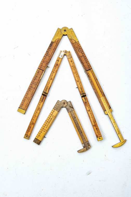 3 Stanley 3" Folding Rules- Boxwood-#65, 36, 32