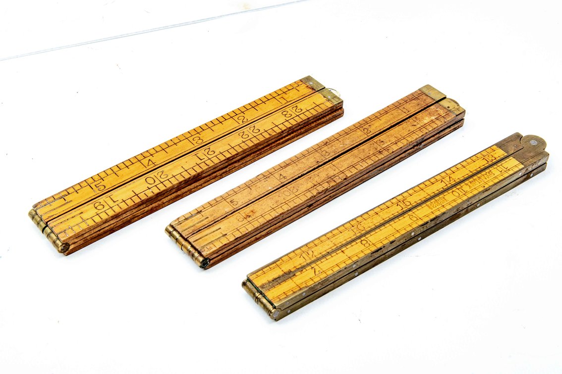 3 Stanley 6" Folding Rules- Boxwood-#61,62 1/2,68