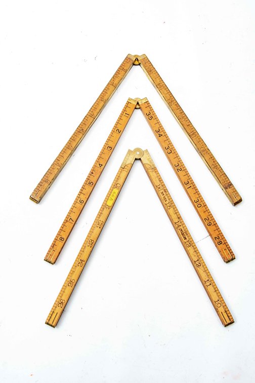 3 Stanley 9" Folding Rules- Boxwood & Brass