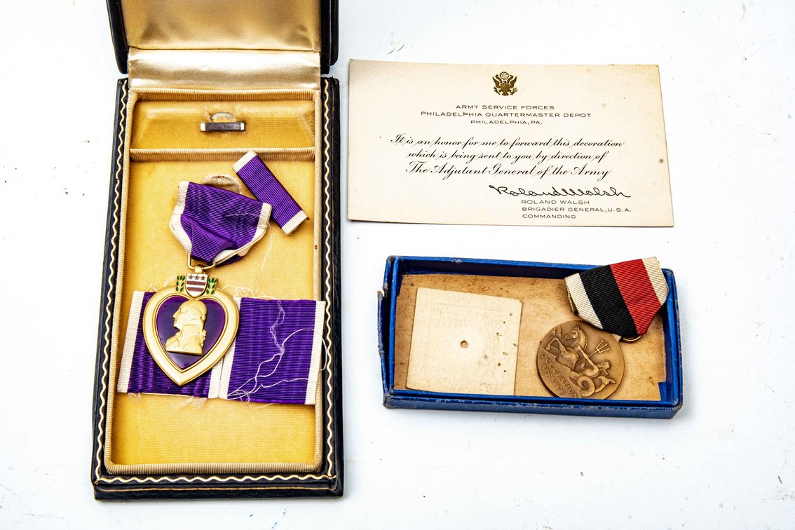 WWII Military Service Medals- Purple Heart & Occup
