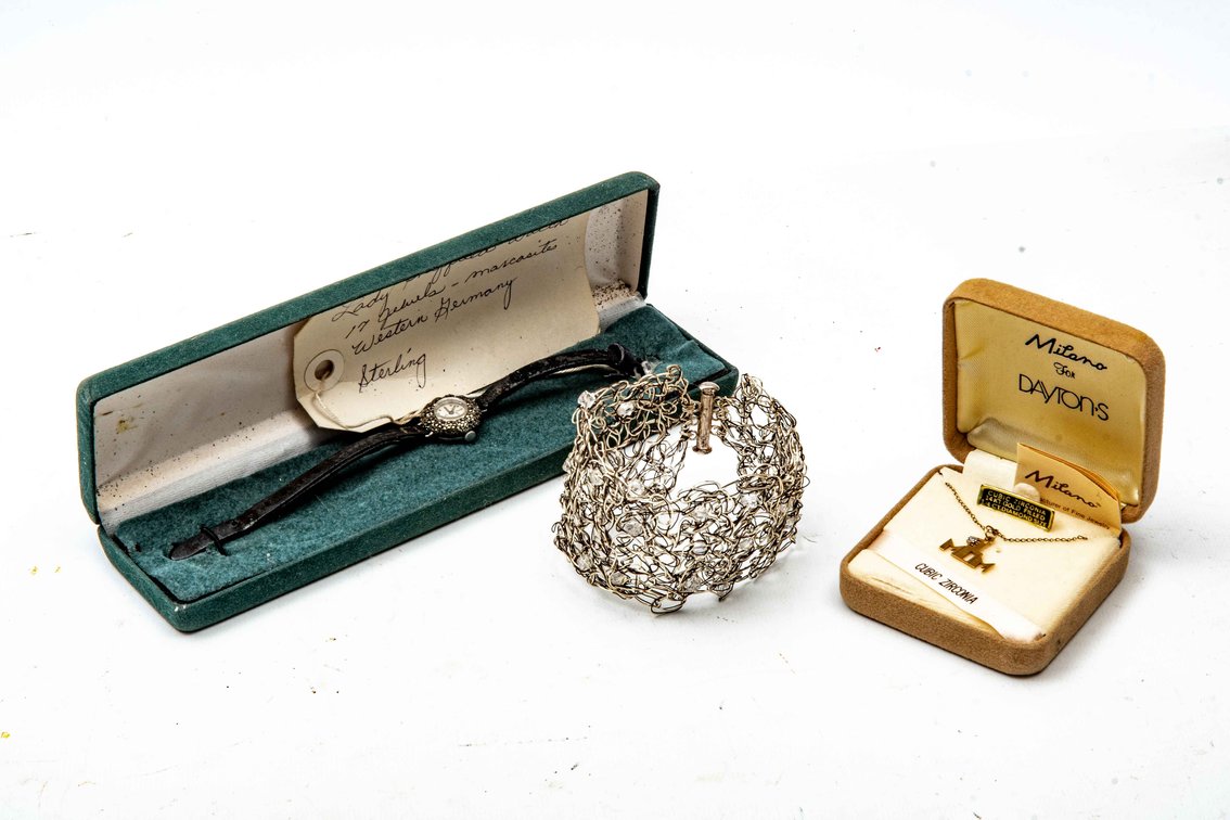 Sterling Wire Bracelet, Sheffield Watch & Gold Fil