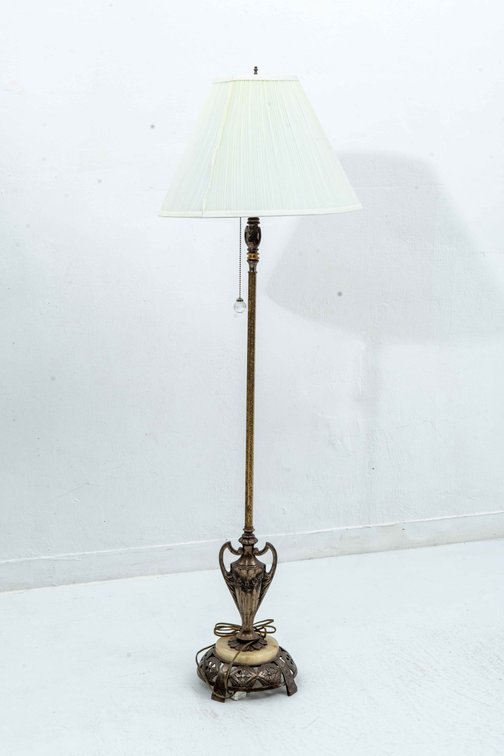 Art Deco 3-Light Floor Lamp w/ Stone Base