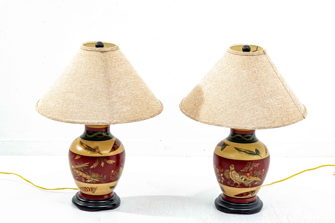 Matching Table Lamps w/ Quail Design