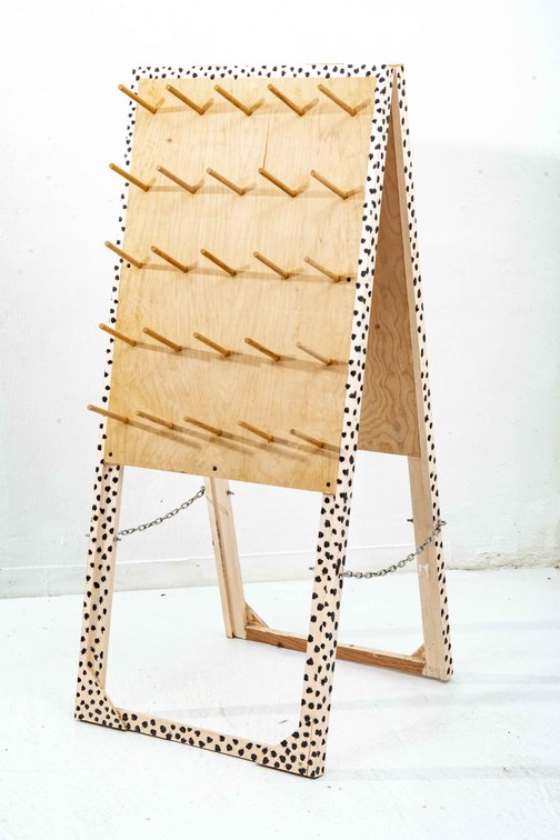 Polka-Dot Wooden Dowel Folding Display Stand