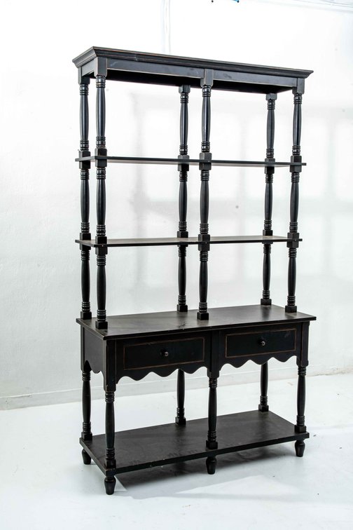 Black 2 Shelf & 2 Drawer Etagere