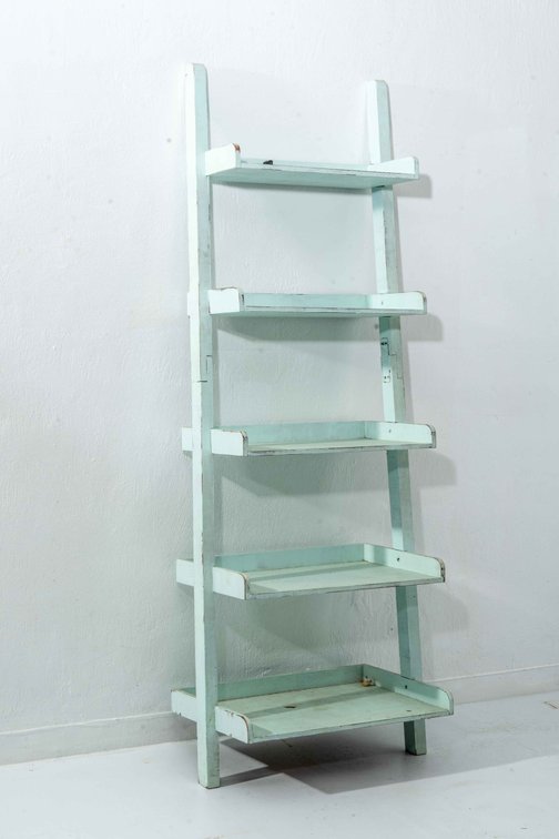 Blue 5-Shelf Wooden Display Unit