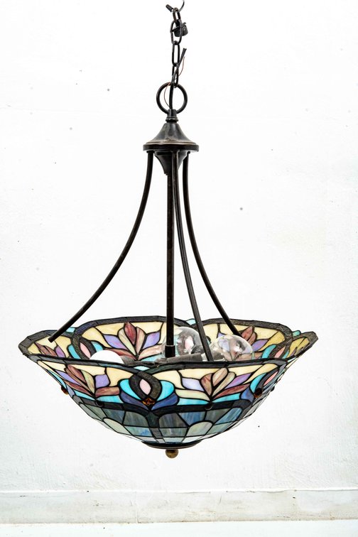 Hanging Stained/ Slag Glass Light Fixture