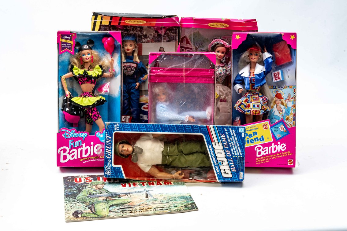 Barbie Dolls and G.I. Joe Grunt Figure