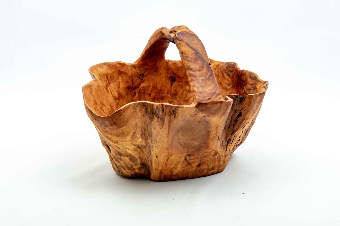 Unique Carved Wood Basket