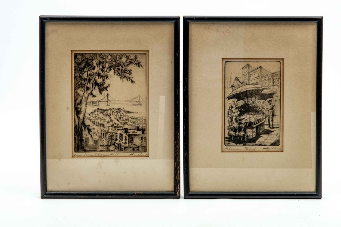 Signed Harriet Gene Roudebush Block Prints