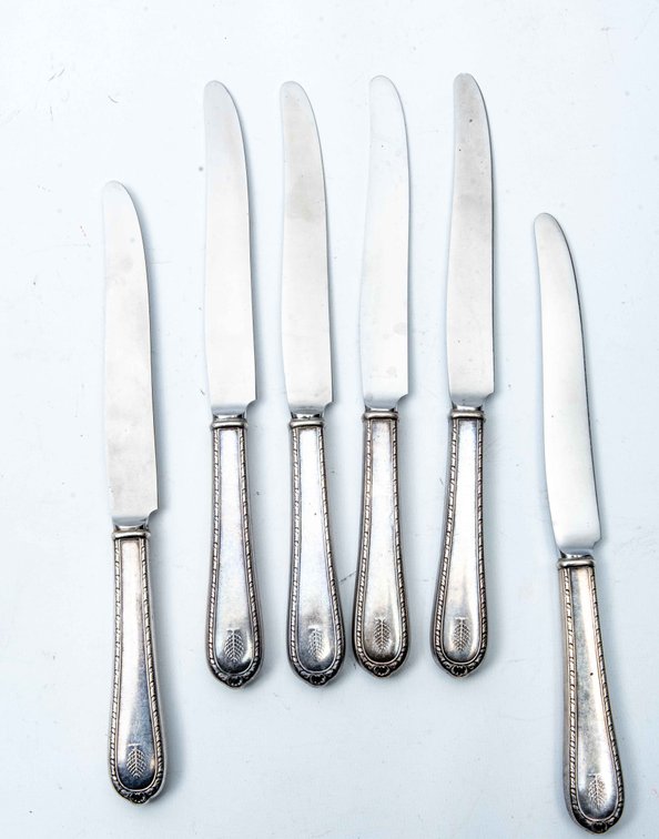 6-Sterling Knives-Pine Tree Pattern-Hollow Handles