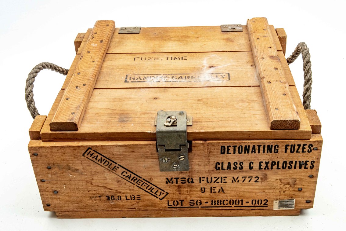 Vintage Detonating Fuze Crate w/ Rope Handles