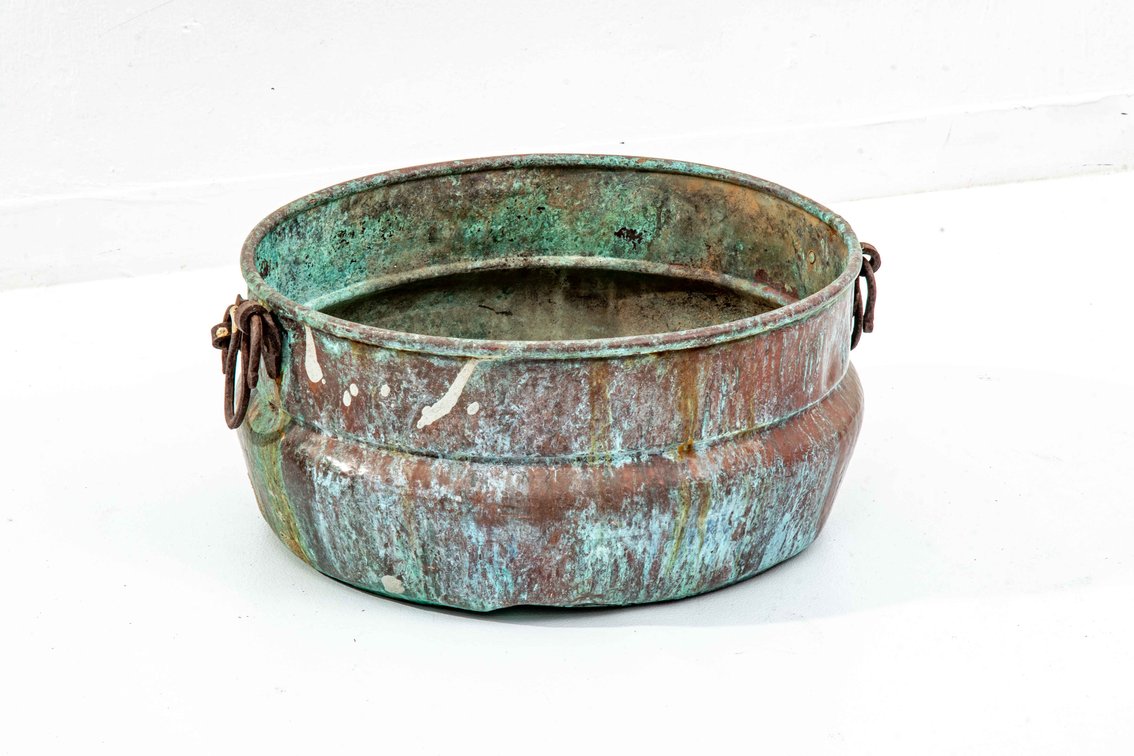 Decorative  HandledCopper Basin with Nice Patina