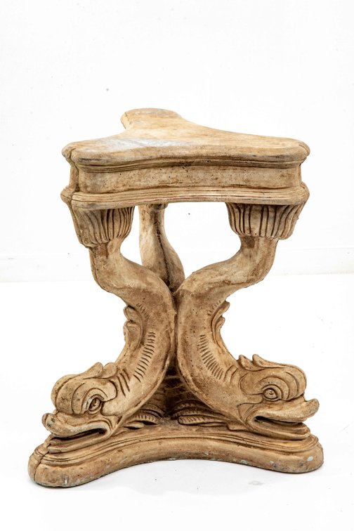 Concrete Pedestal w/ 3 Dolphins at Base