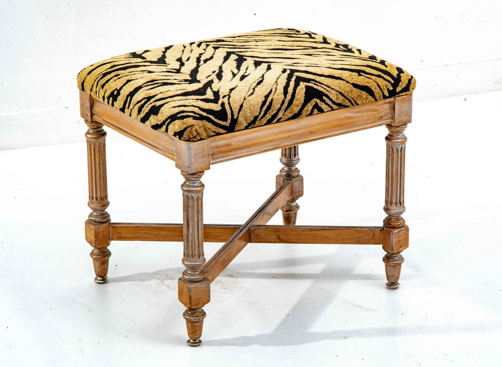Small Bench w/ Chic Tiger Stripe Upholstery