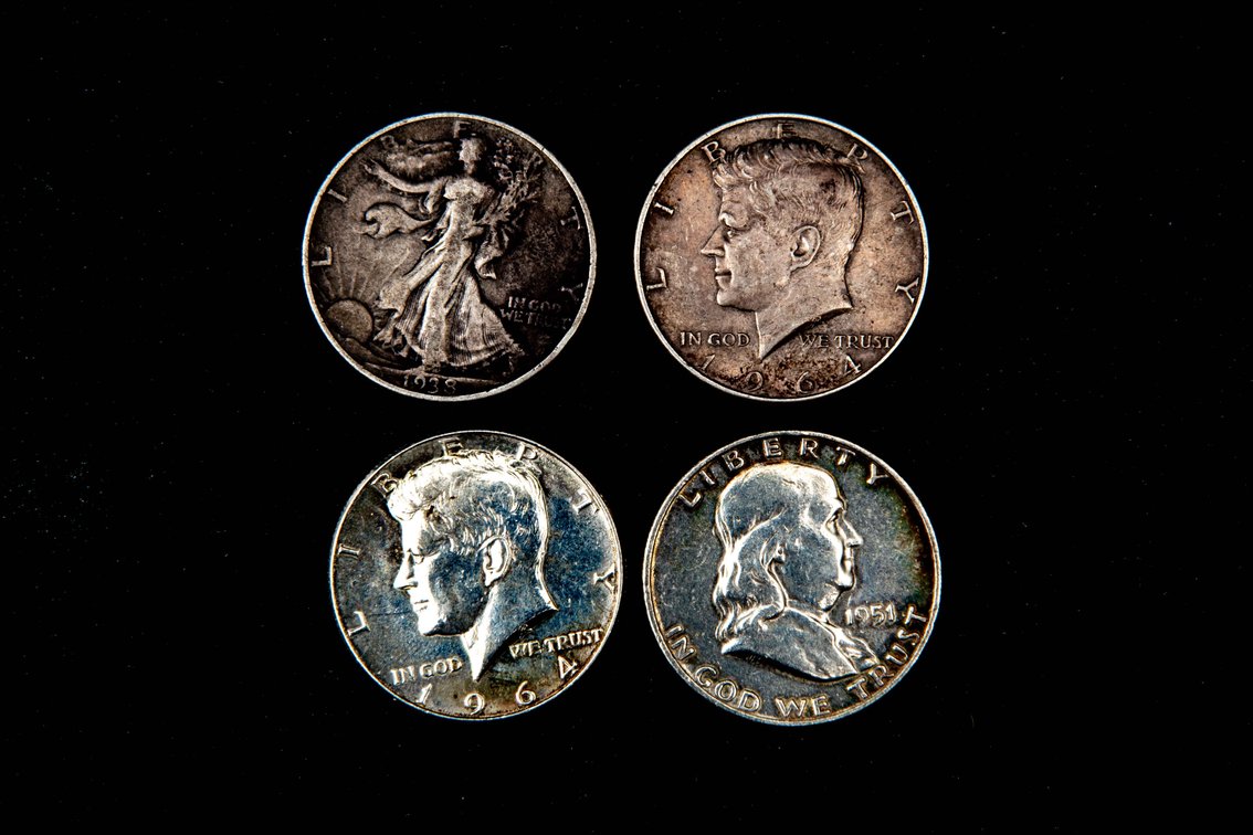 Collection of 4 Silver Half Dollars
