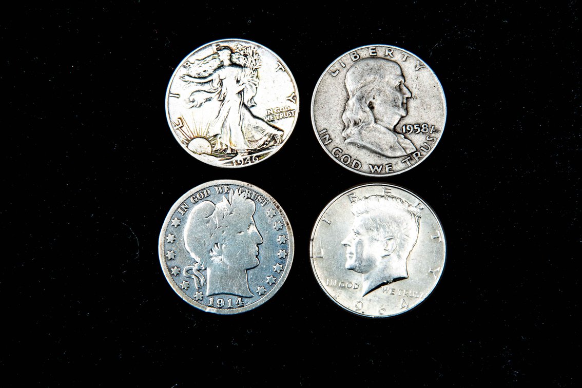 Collection of 4 Silver Half Dollars