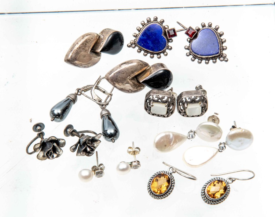 8 Pairs of Sterling Earrings