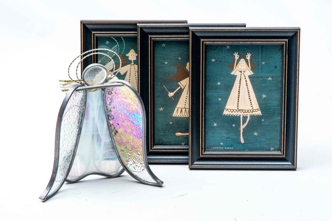 Warren Kimble Angel Ballerina Folk & Glass Angel