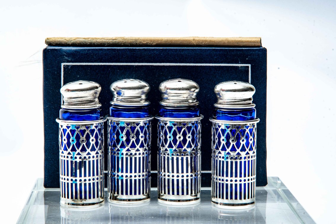 Eales of Sheffeild Cobalt Salt & Pepper Shakers