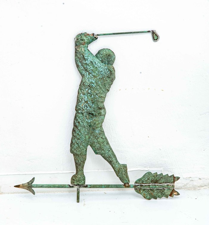 Weathered Copper Golfer Weathervane