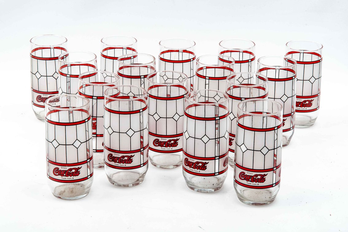 16- Coca-Cola Stained Glass Cups