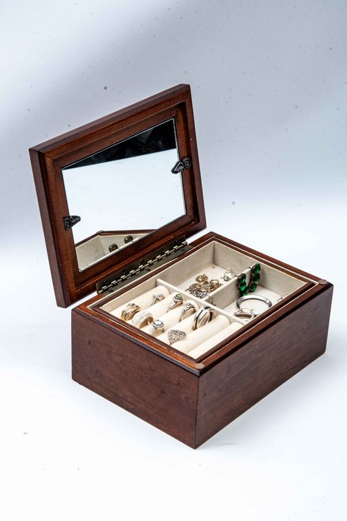 Jewelry Box-Filled With Sterling Jewelry & Mor-84G