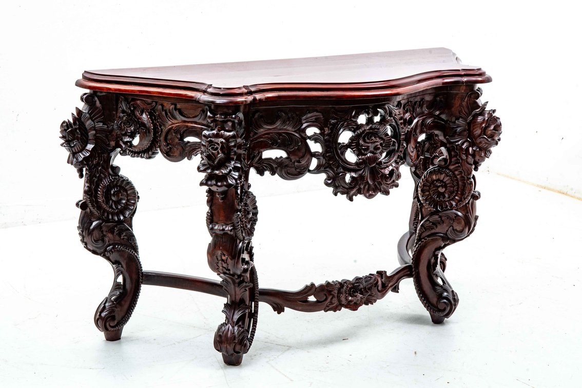 Carved Mahogany Entryway Table
