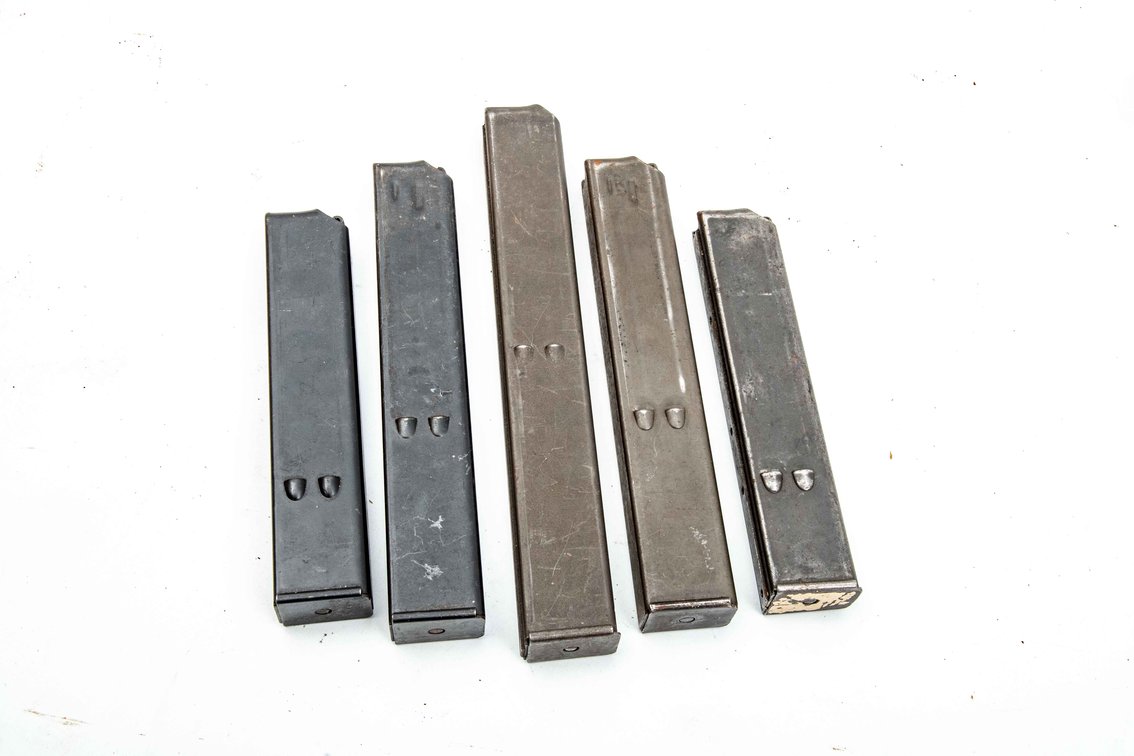 5x Vintage Uzi Magazines 2 IMI 1 BOP 2 Unmarked