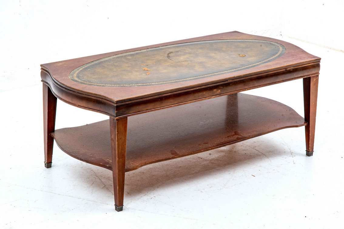 Green Leather Top Coffee Table