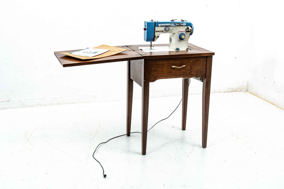 Mid Century White Sewing Machine Table