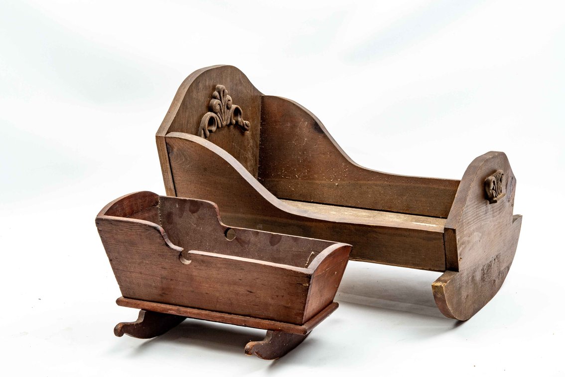 2 Wooden Baby Doll Rocking Cradles