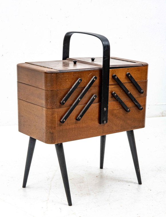 Vintage Mid Century 3-Tiered Sewing Box Stand