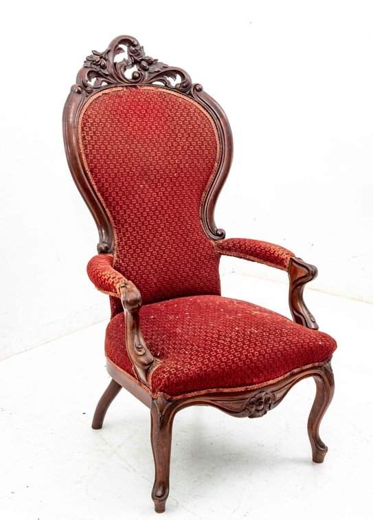 Red Victorian Style Balloon Back Parlor Chair
