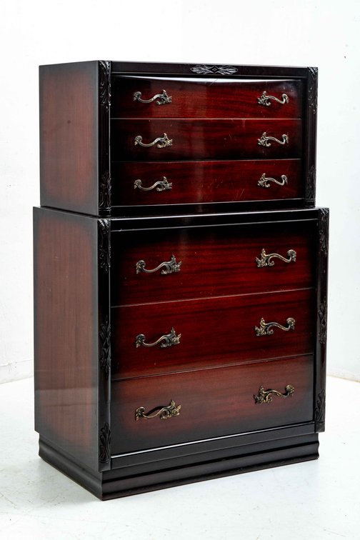 Asian Inspired Chest on Chest of Drawers