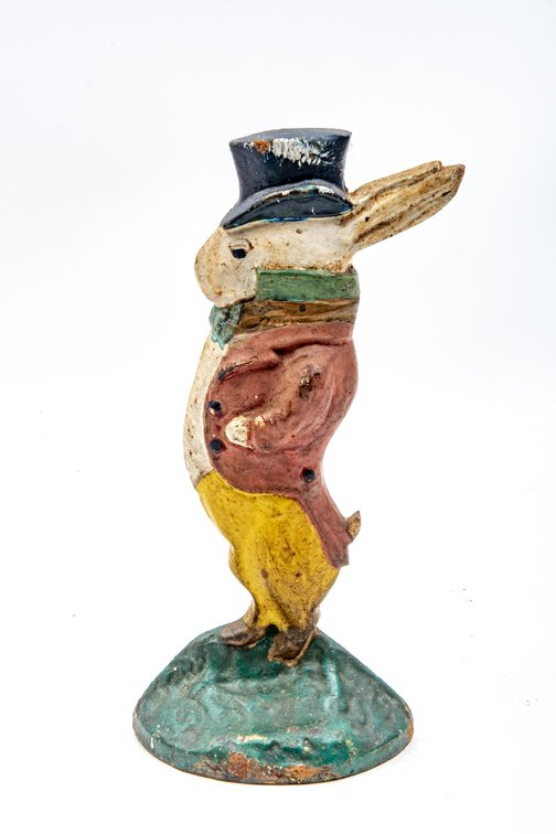 Albany Foundry Cast Iron Doorstop Rabbit with Top Hat